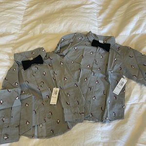 *NWT* Matching Boys Holiday button up Shirts with bow ties 2T/4T
